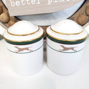 Noritake China Royal Hunt Salt & Pepper Shakers Porcelain Set of 2 White Holiday